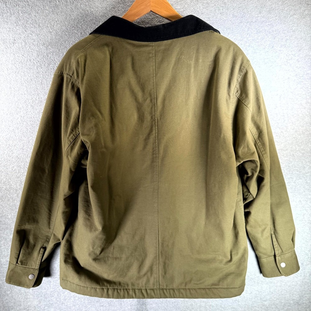 Bonobos Work Jacket Men's Large Olive Sherpa Fleece Lined Button Up Shacket‎ - Picture 6 of 9